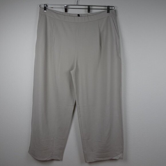 Eileen Fisher Wide Leg Pants Women's Plus Size 3X Gray Wool Lightweight - Picture 1 of 9